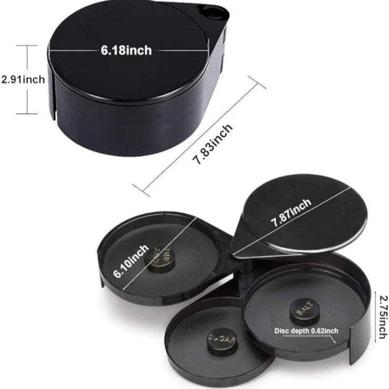 3-level rotating box for salt and sugar border, ideal for mixing with sugar and coquettes.