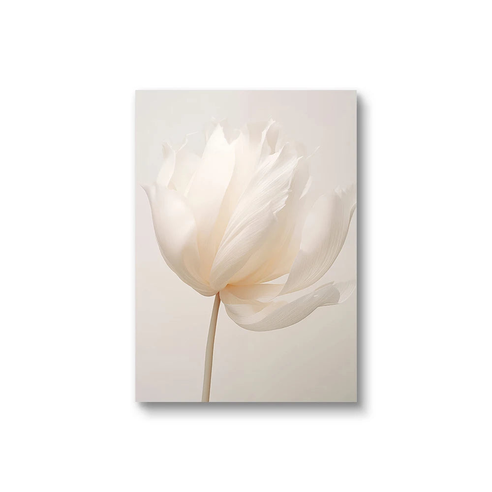 Nordic Beige Peony Flowers Canvas Painting Modern Floral Decoration