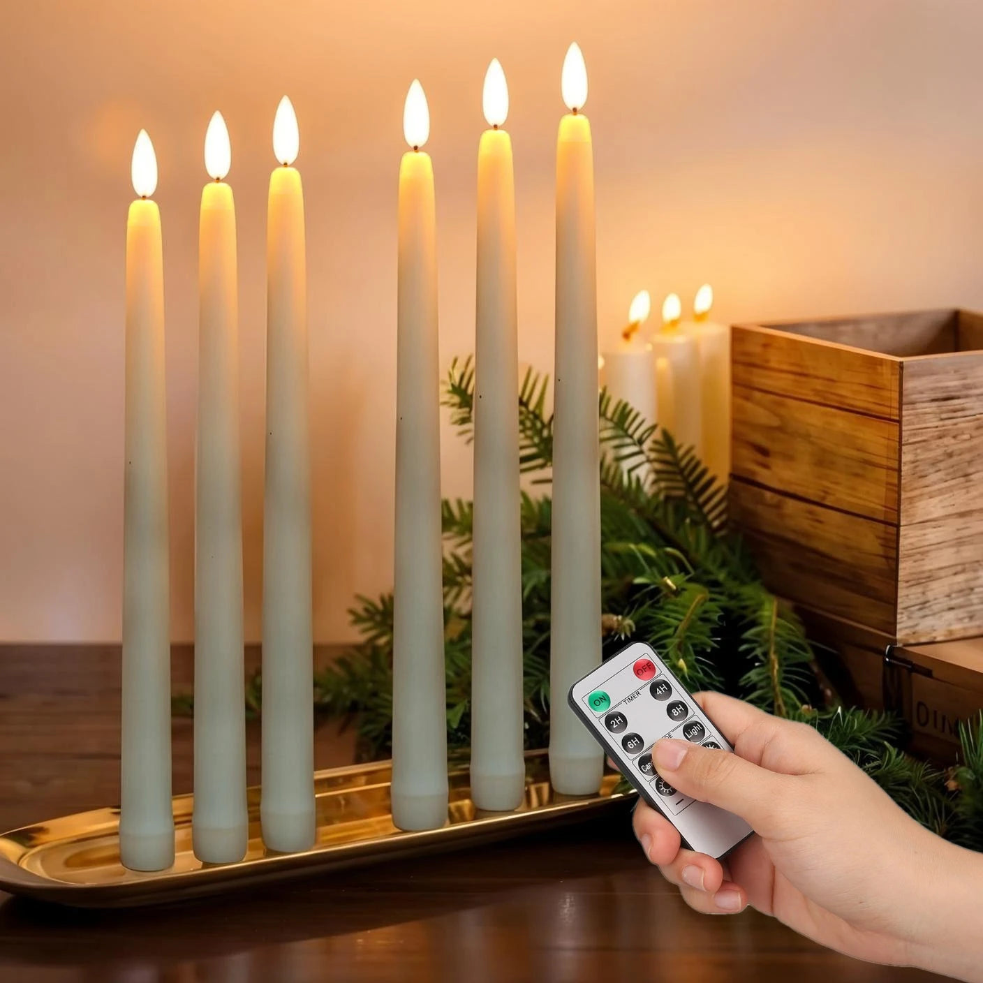 LED Flameless Taper Candles with 10-Key Remote 11" Battery Decor