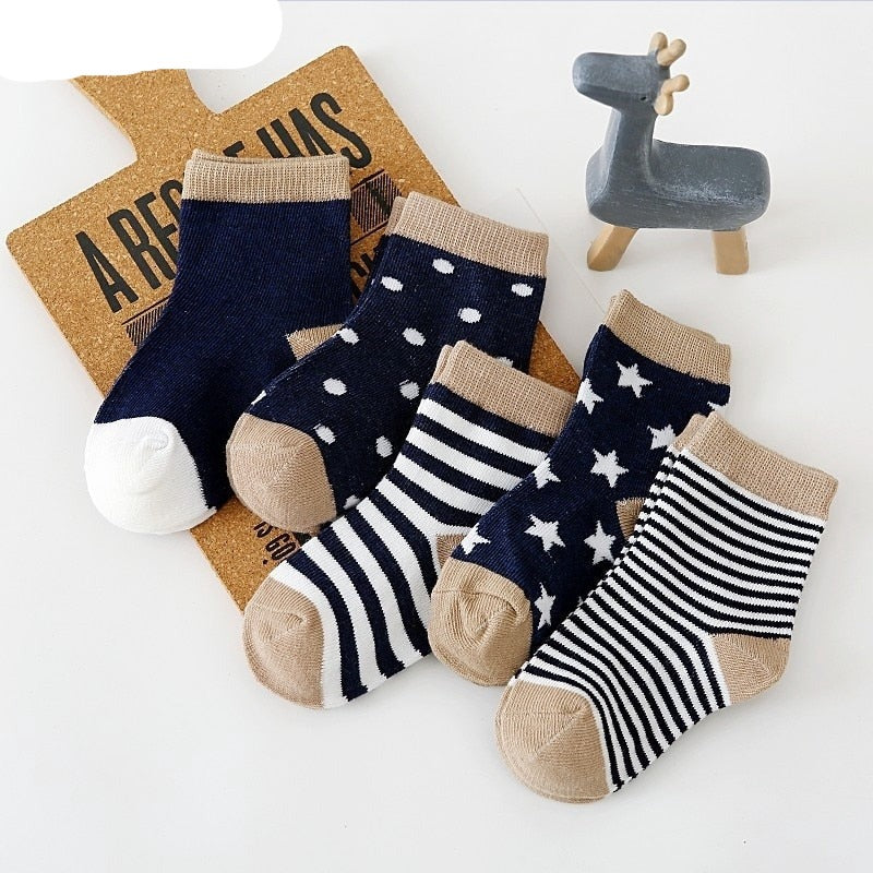 5Pairs Baby Socks Newborn Baby Boy Socks 0-1-3-7Y Kids - enoughdream.com