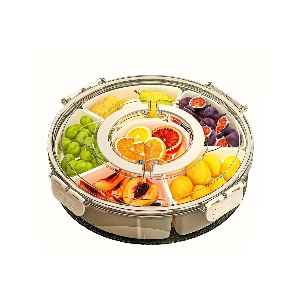 Food storage with 5 compartments, rotating storage container