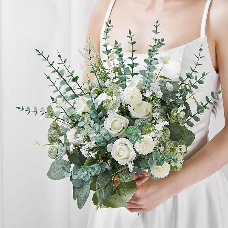 Artificial Eucalyptus Leaf Stems Green Plants For Living Home