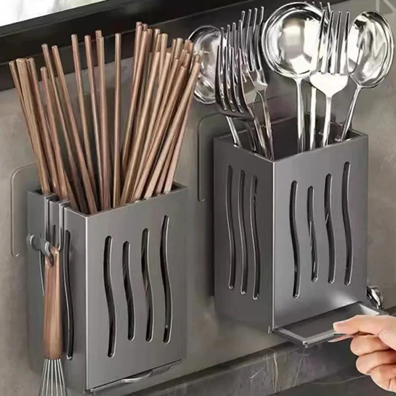 Kitchen utensil drainer spoons forks storage basket