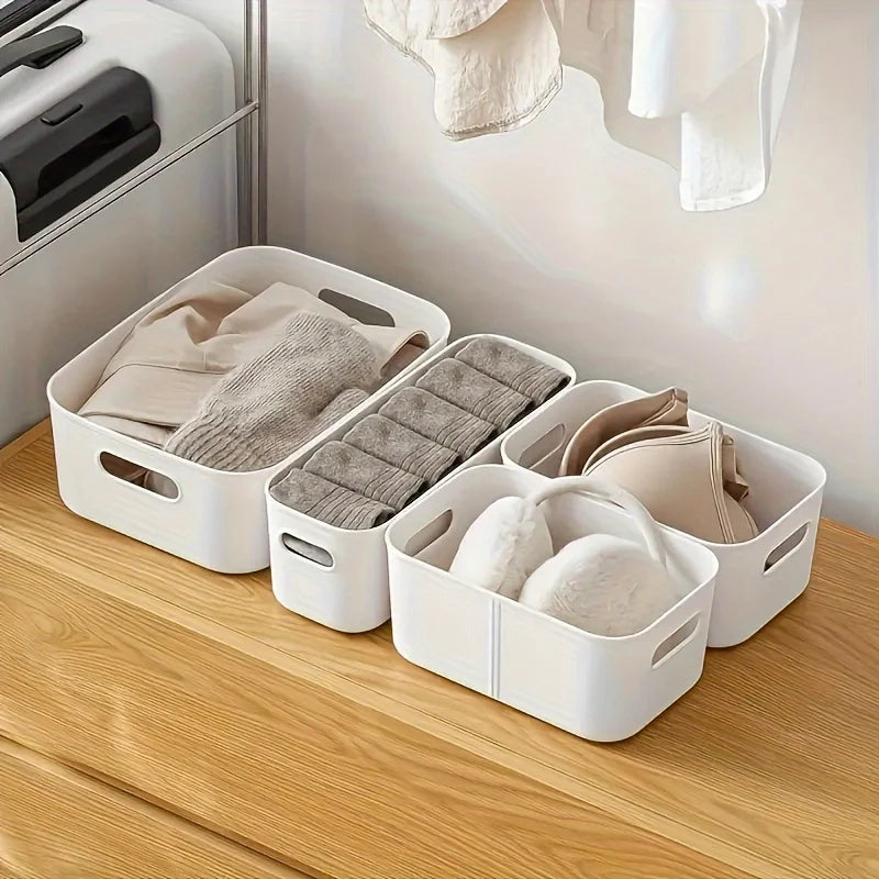 Set of rectangular plastic empilháveis organizing boxes durable and reusable ideal for kitchen bathroom and bedrooms