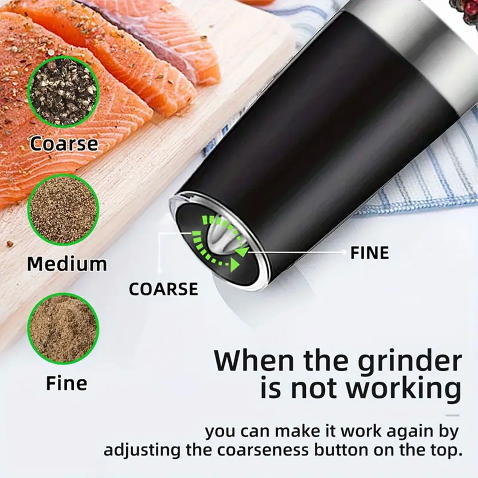 Gravity Electric Salt And Pepper Mill - Tilt To Grind Automatically Battery Powered