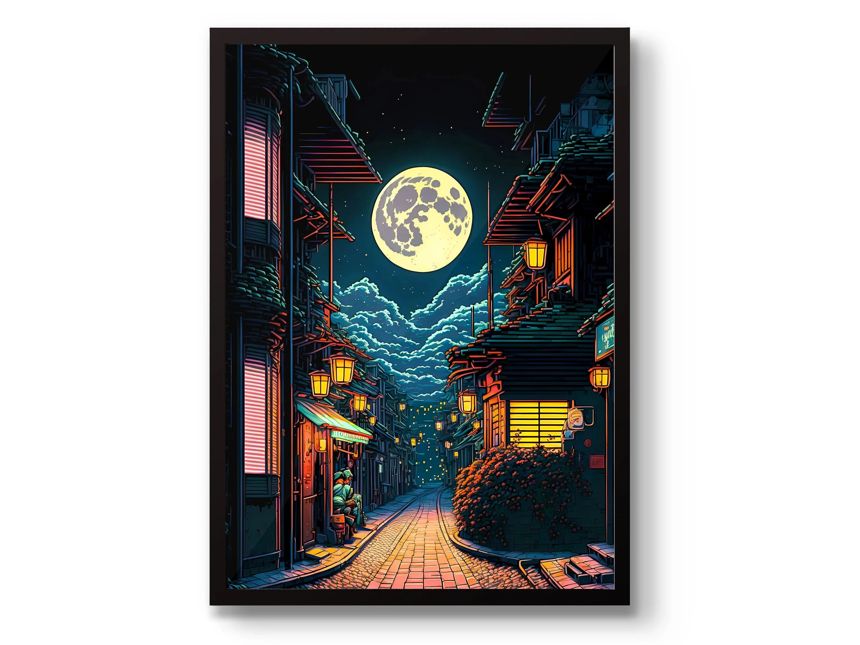 Japanese Tokyo Teahouse Cartoon Canvas Print Anime City Decor