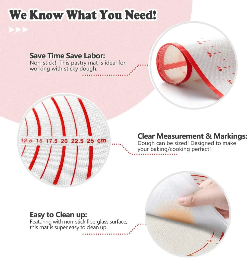 Unior 1 pcs silicone cooking mat kneading dough pad pizza bolo