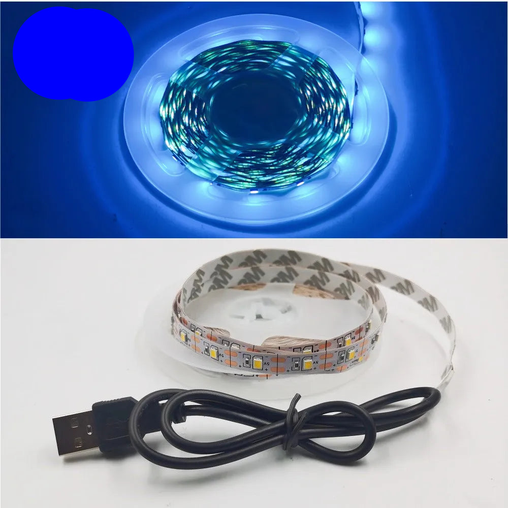 USB LED Strip Light 5V 3528 Warm Cool White Pink Green Blue Red