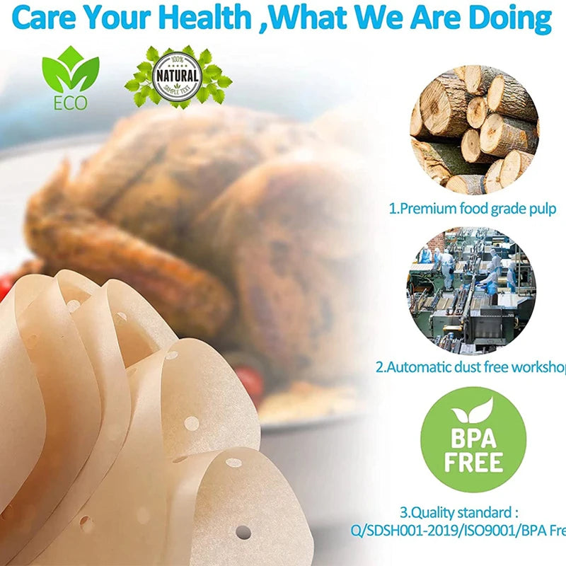 Air Fryer Paper Disposable - Liners for Oven Microwave Steaming Basket