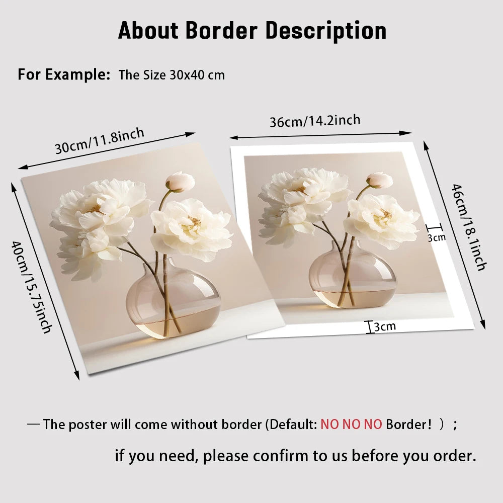 Nordic Beige Peony Flowers Canvas Painting Modern Floral Decoration