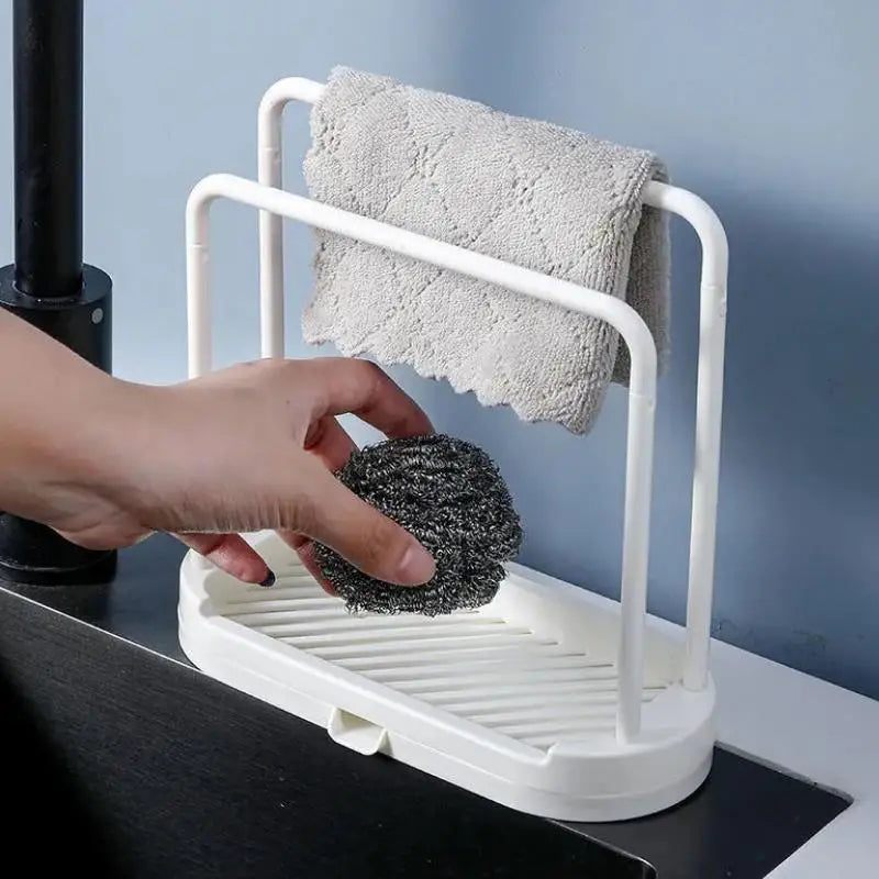 Double-layer dishwashing towel drainer, countertop sponge storage holder, made of steel wire
