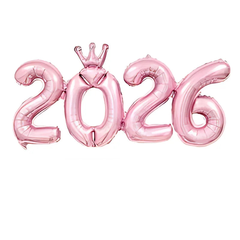 2026 Gold Crown Foil Number Balloons for 2026 - New Year Christmas Eve Festival Party