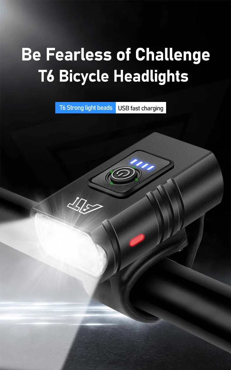 LED Bicycle Front Light Type-c - Rechargeable Bicycle Headlight MTB Road Bike