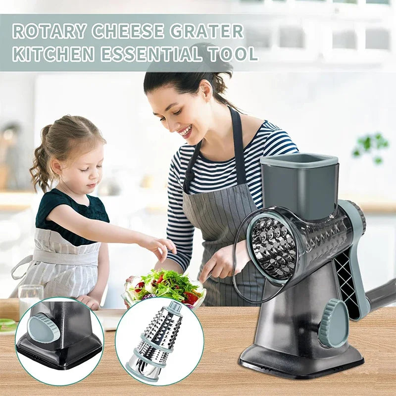 Manual 3-in-1 Rotary Kitchen Slicer Grater Nut Grinder
