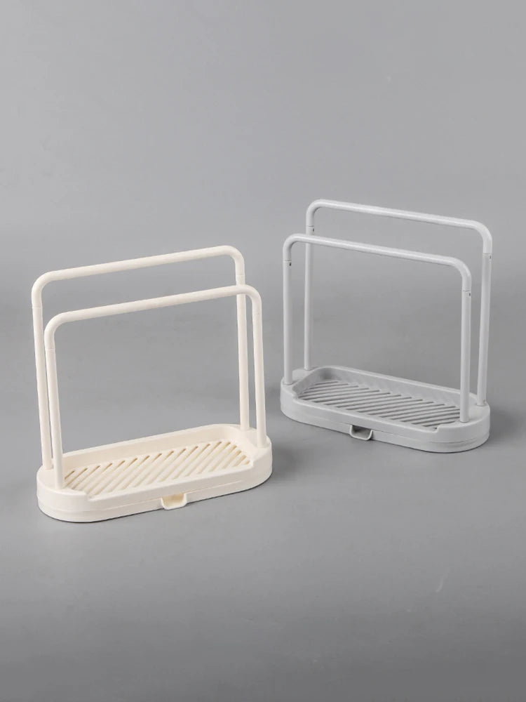 Double-layer dishwashing towel drainer, countertop sponge storage holder, made of steel wire