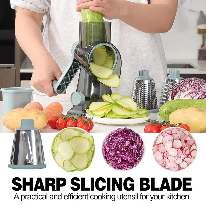 Manual 3-in-1 Rotary Kitchen Slicer Grater Nut Grinder
