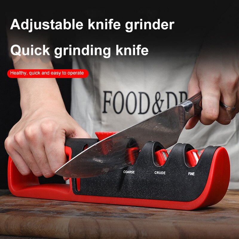Black/Red Stainless Steel Kitchen Facilitative Sharpener - enoughdream.com