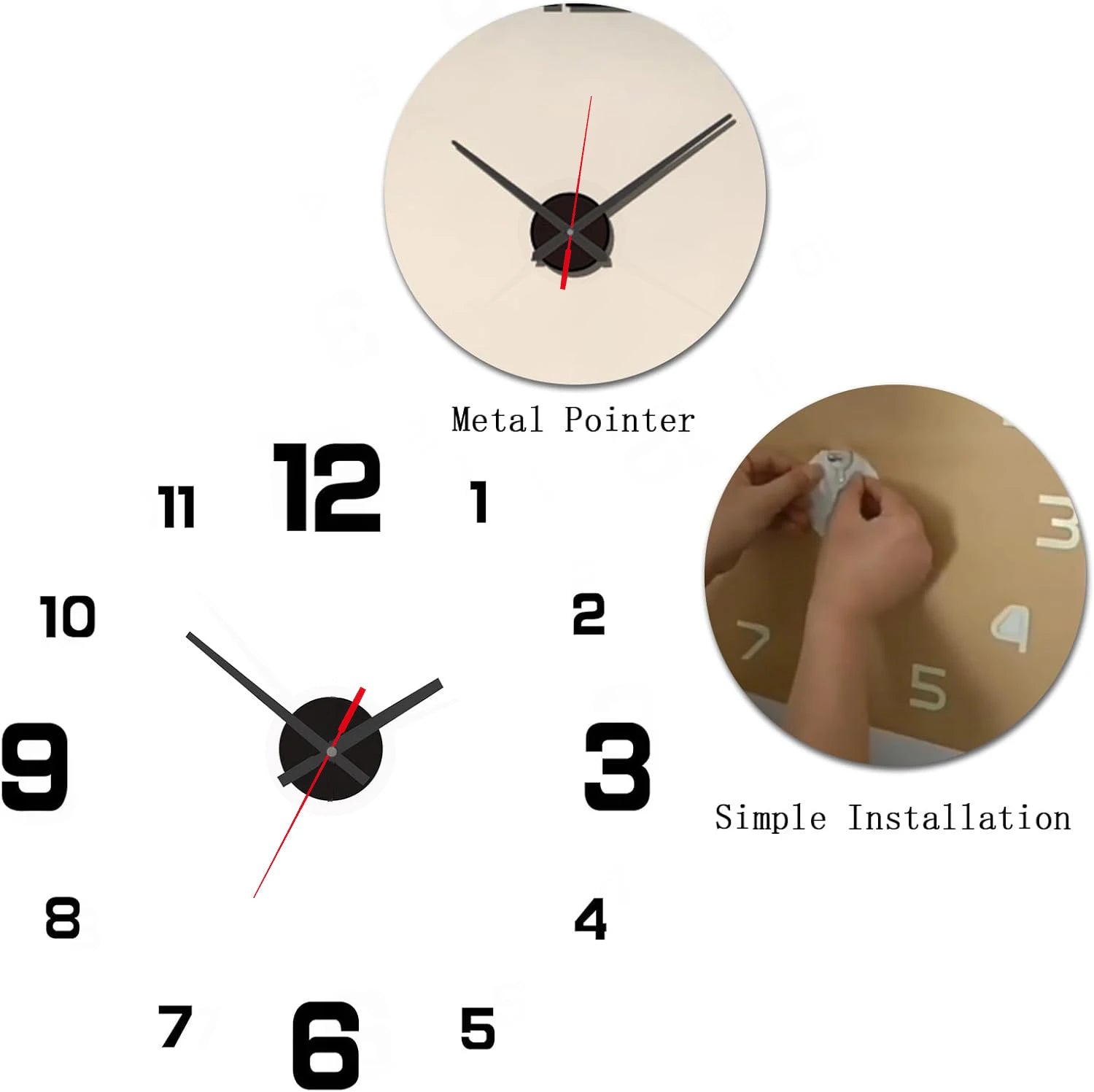 3D Creative Frameless DIY - Wall Hanging Clock Wall Stickers Home