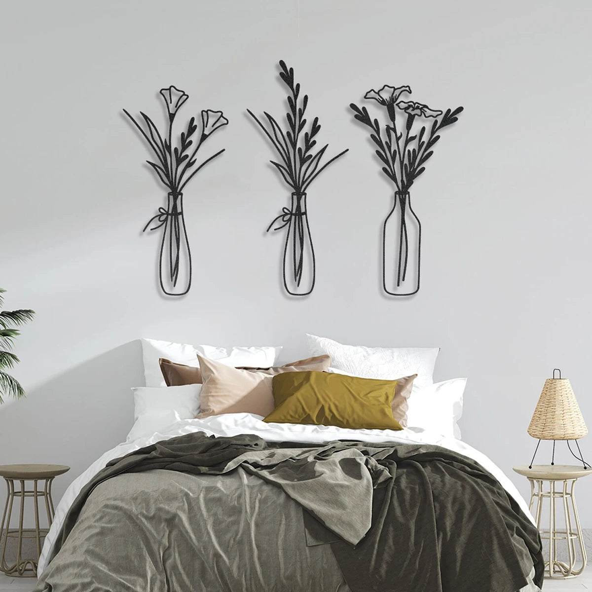 Flowers in a Vase Metal Wall Decor Home