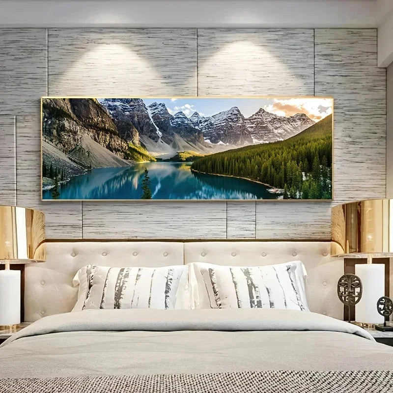 Gorgeous Canvas Print Painting Lake Forest Mountain Decoration Picture