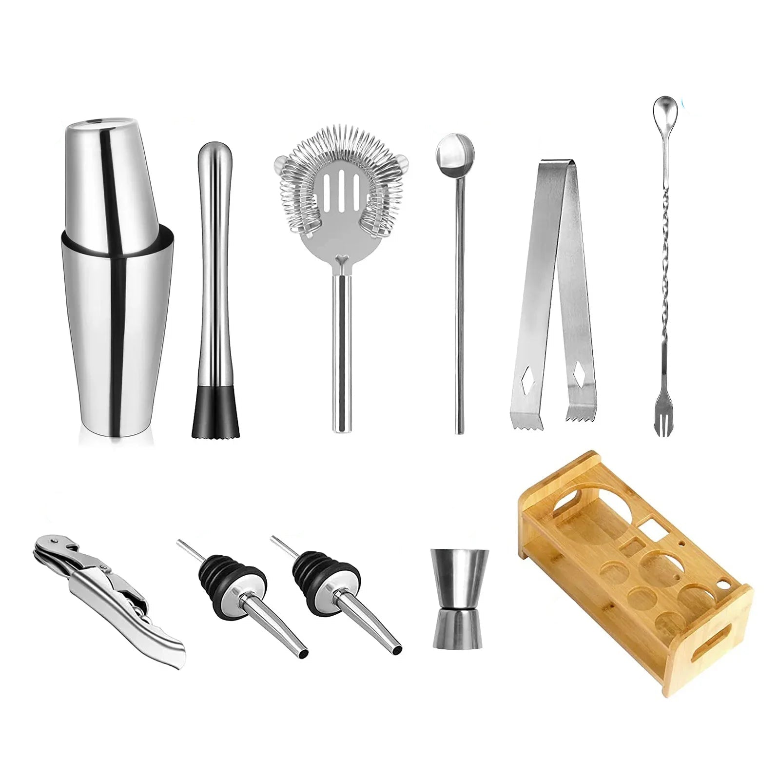 Stainless steel shaker set with 1/3/6/9/11 pieces Boston shaker, bar utensils