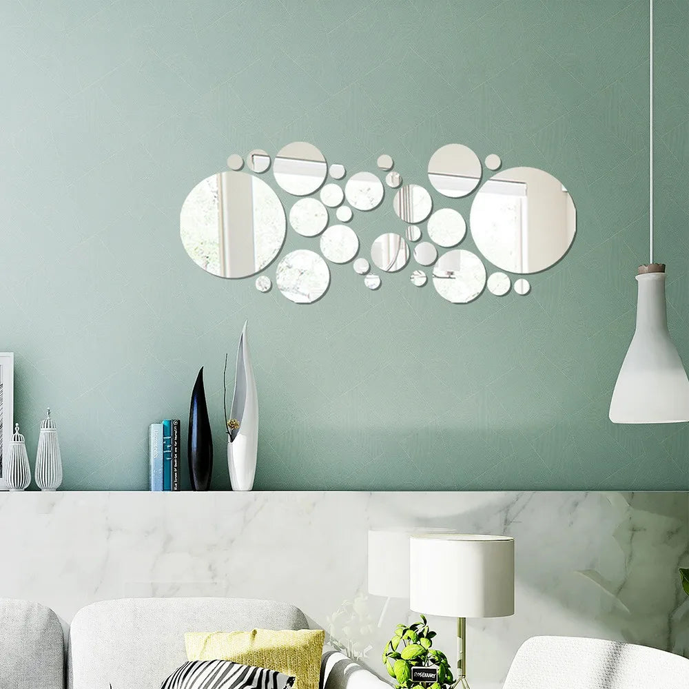 Round Acrylic Mirror Stickers - Kitchen Wall Decor Art for Ceramic