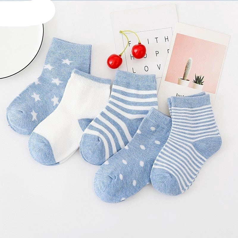 5Pairs Baby Socks Newborn Baby Boy Socks 0-1-3-7Y Kids - enoughdream.com