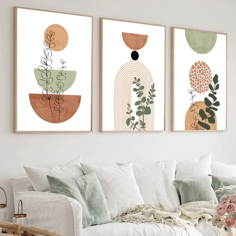 Modern Boho Abstract Shape Plant Poster Print Decor Picture