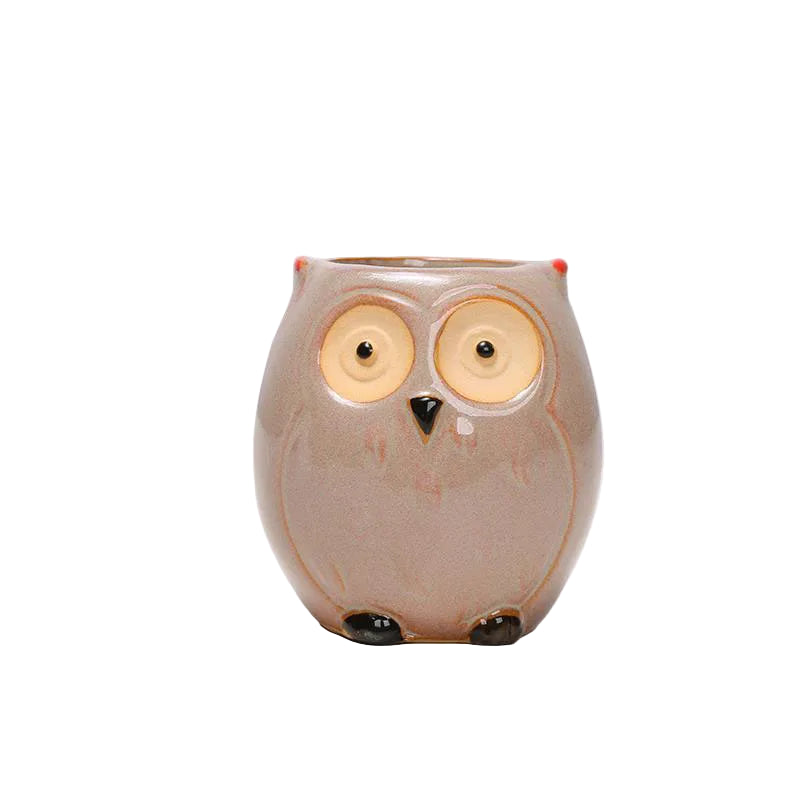 Ceramic Owl Flower Pot Garden Office Decoration