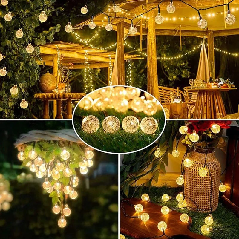 Solar String Lights 100 LED Crystal Globe IP65 Waterproof with for Garden