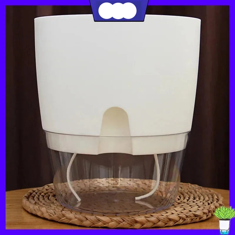 Transparent Double Layer Plastic Flower Pot Self Watering Flowerpot