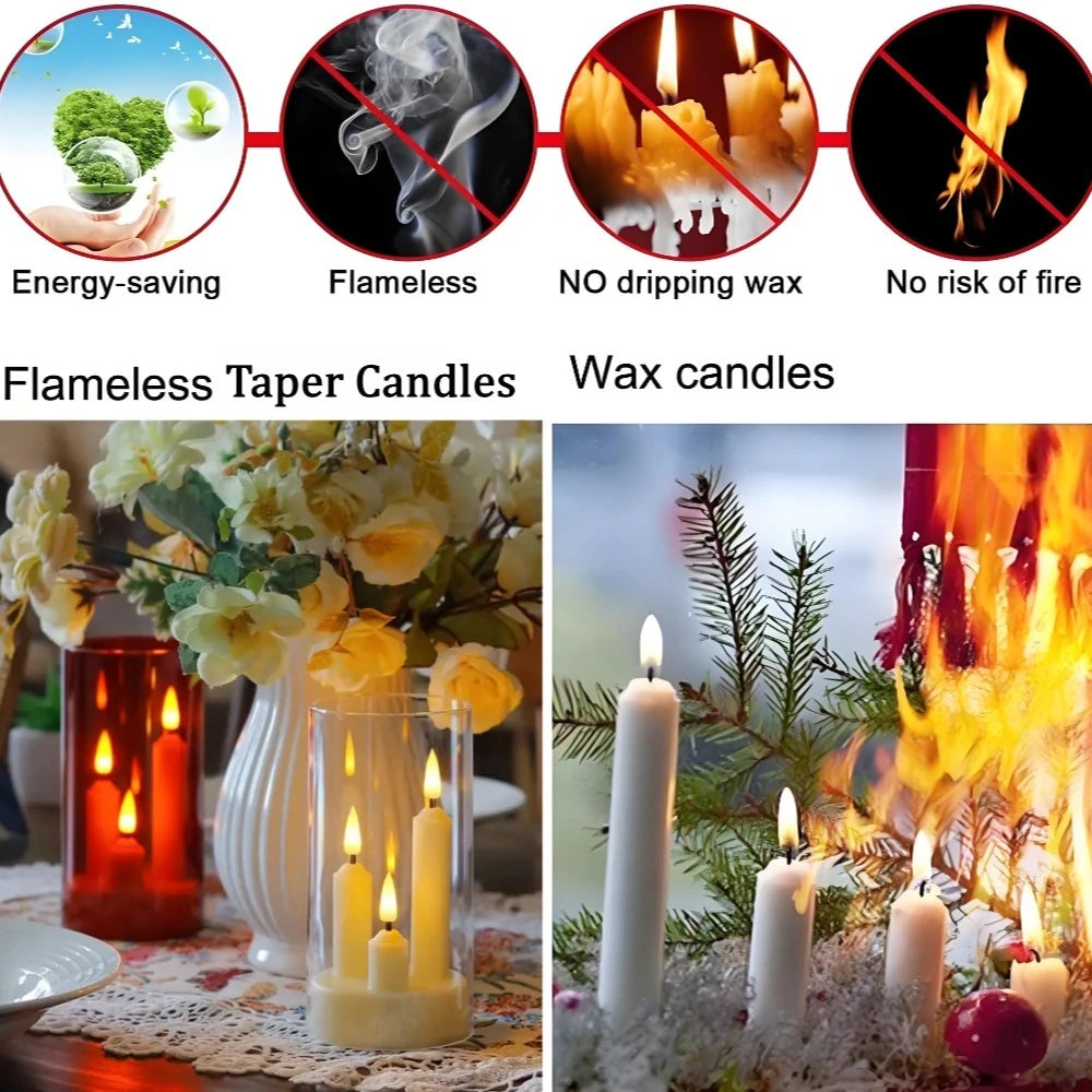 Flameless 3 in 1 LED Taper Candles with 15CM Lampshade Battery