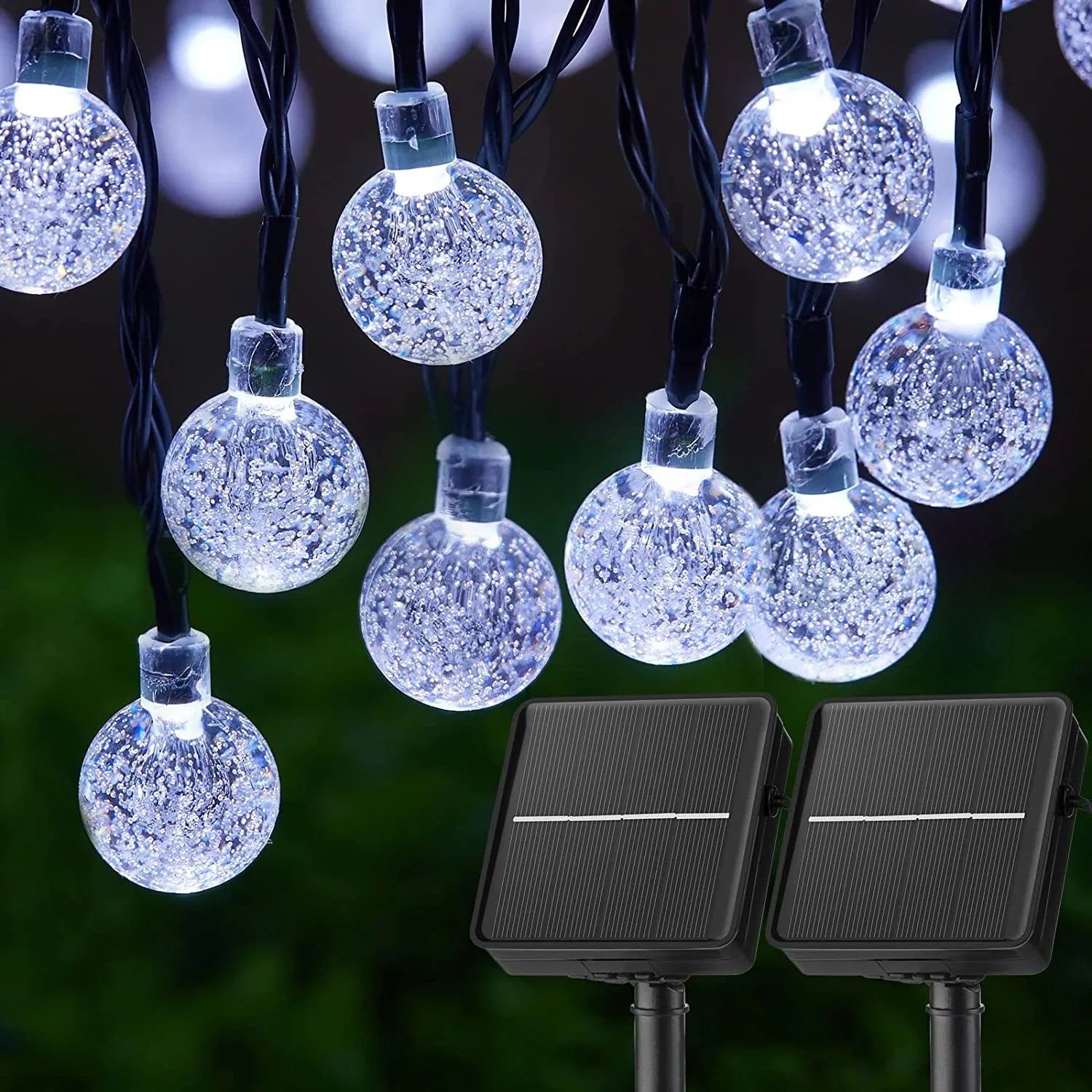 LED Solar String Lights Outdoor 60 Leds Waterproof Crystal Globe Decor