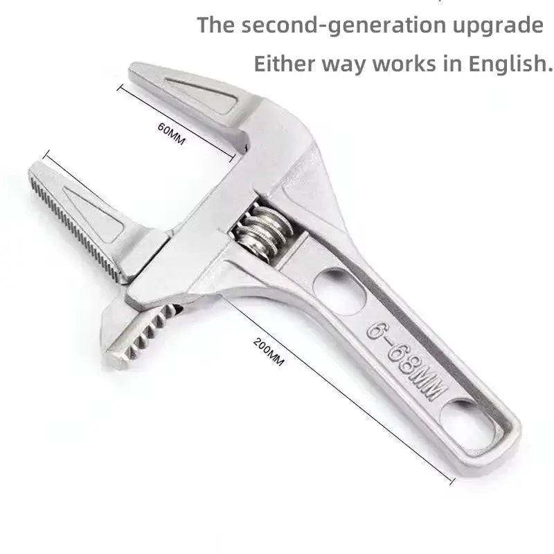 Multifunctional universal wrench for removing pipe nuts and bolts.