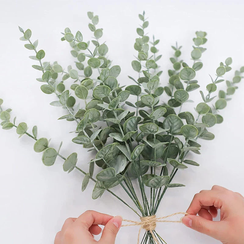 Artificial Eucalyptus Leaf Stems Green Plants For Living Home