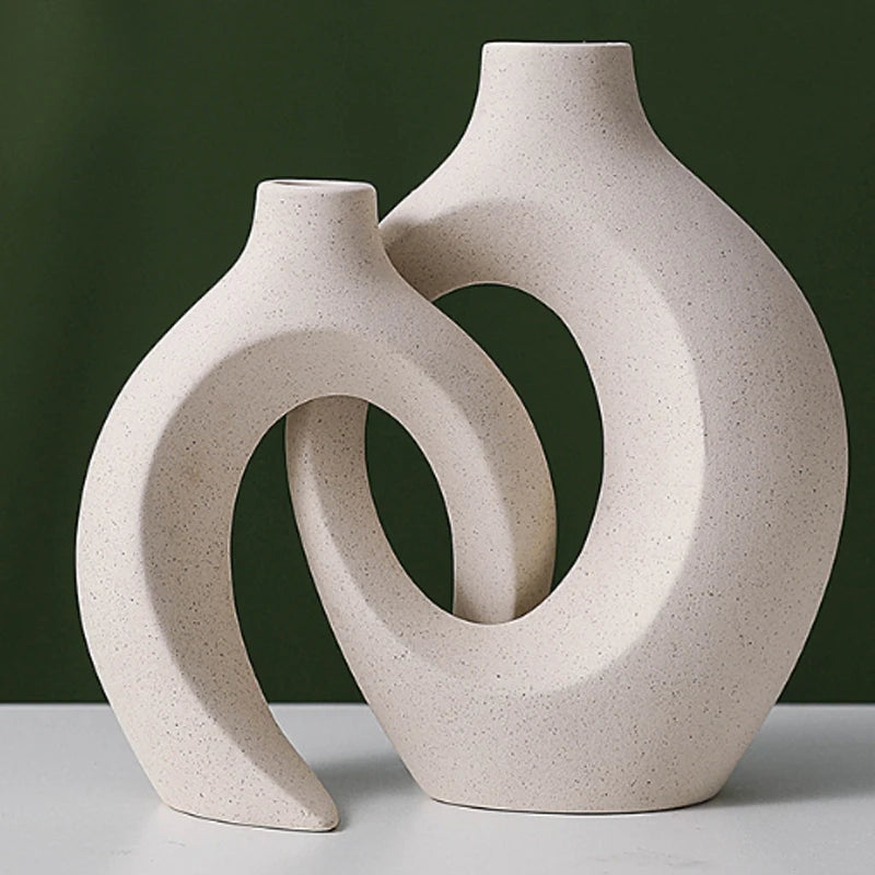 European Ceramic Vase Set Creative - White Simple Home Decoration