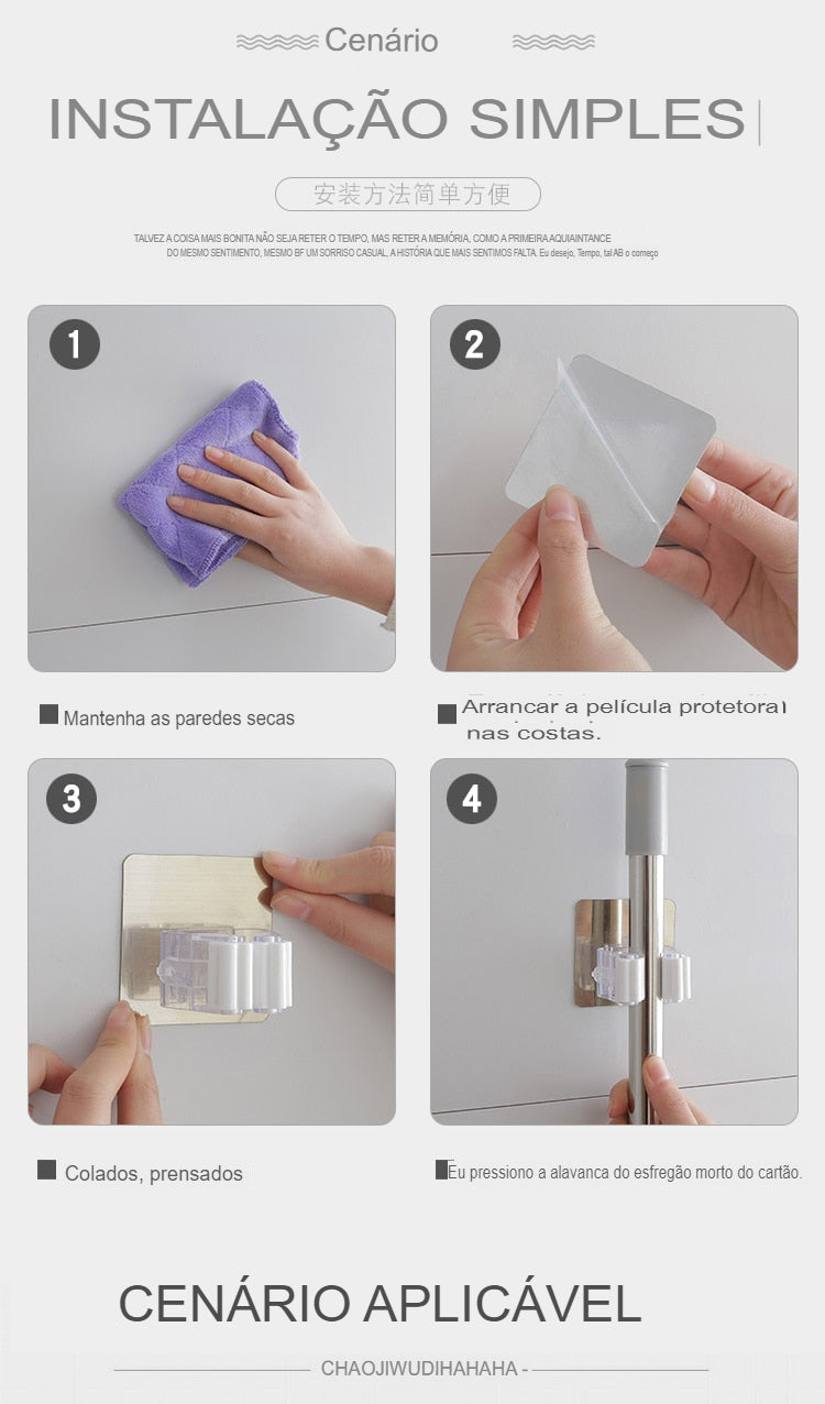 Cabide para vassouras, ganchos para tubos, ferramentas domésticas - A.S Foco