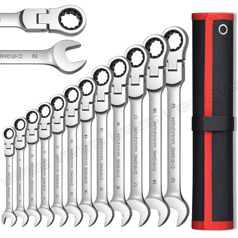 Flex Head Ratcheting Wrench Set,Combination Ended Spanner kits - enoughdream.com