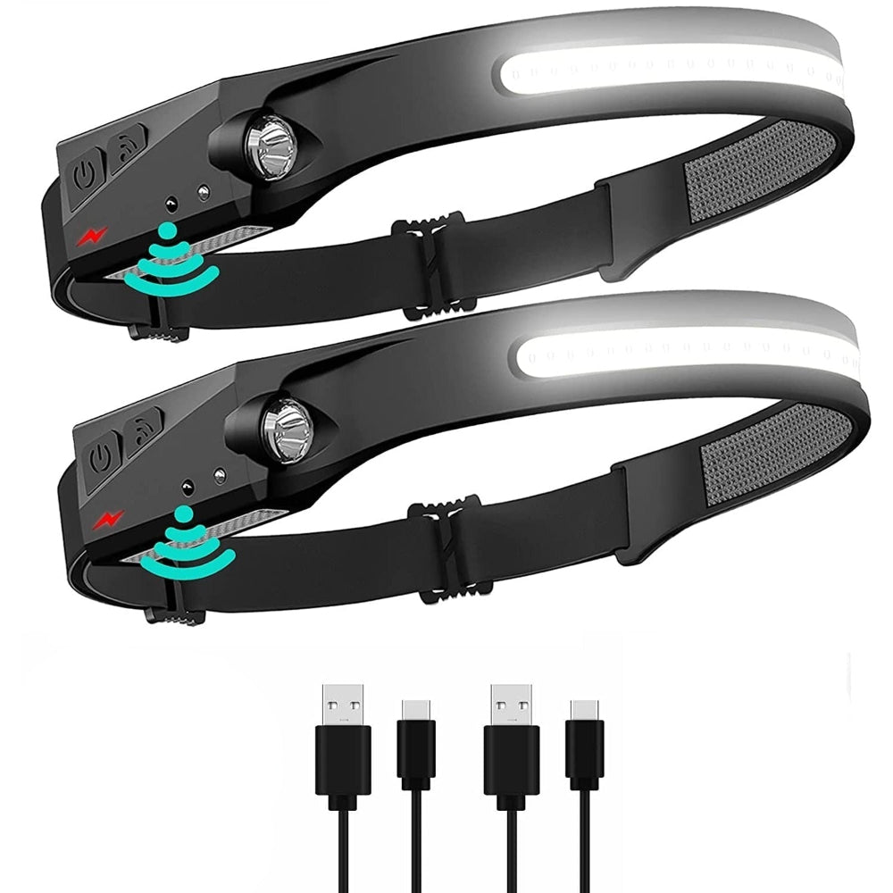 LED Headlamp Sensor Headlight With Built-in Battery Head Flashlight USB Rechargeable - enoughdream.com
