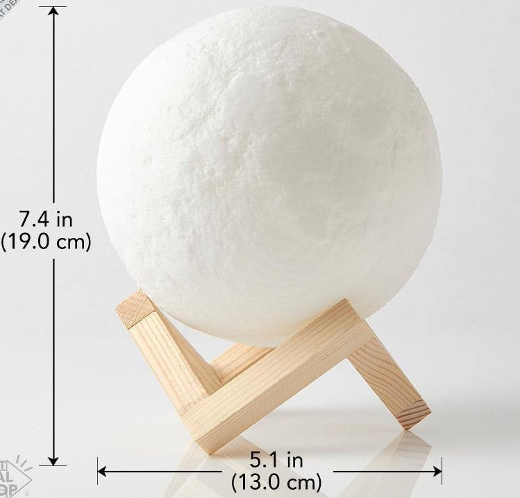 Lua Luminária 3D (com Stand em Madeira) - A.S Foco