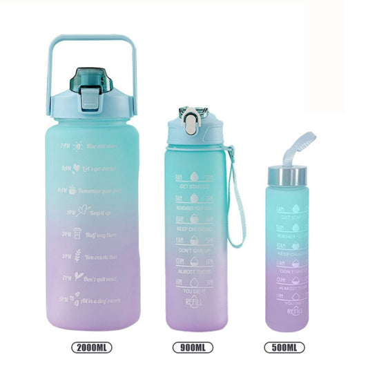 KIT 3 GARRAFAS 2Litros 900ml 300ml Squeeze Fases Motivadoras Adesivos 2D 3D - enoughdream.com