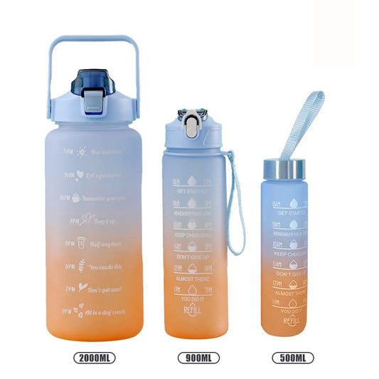 KIT 3 GARRAFAS 2Litros 900ml 300ml Squeeze Fases Motivadoras Adesivos 2D 3D - enoughdream.com