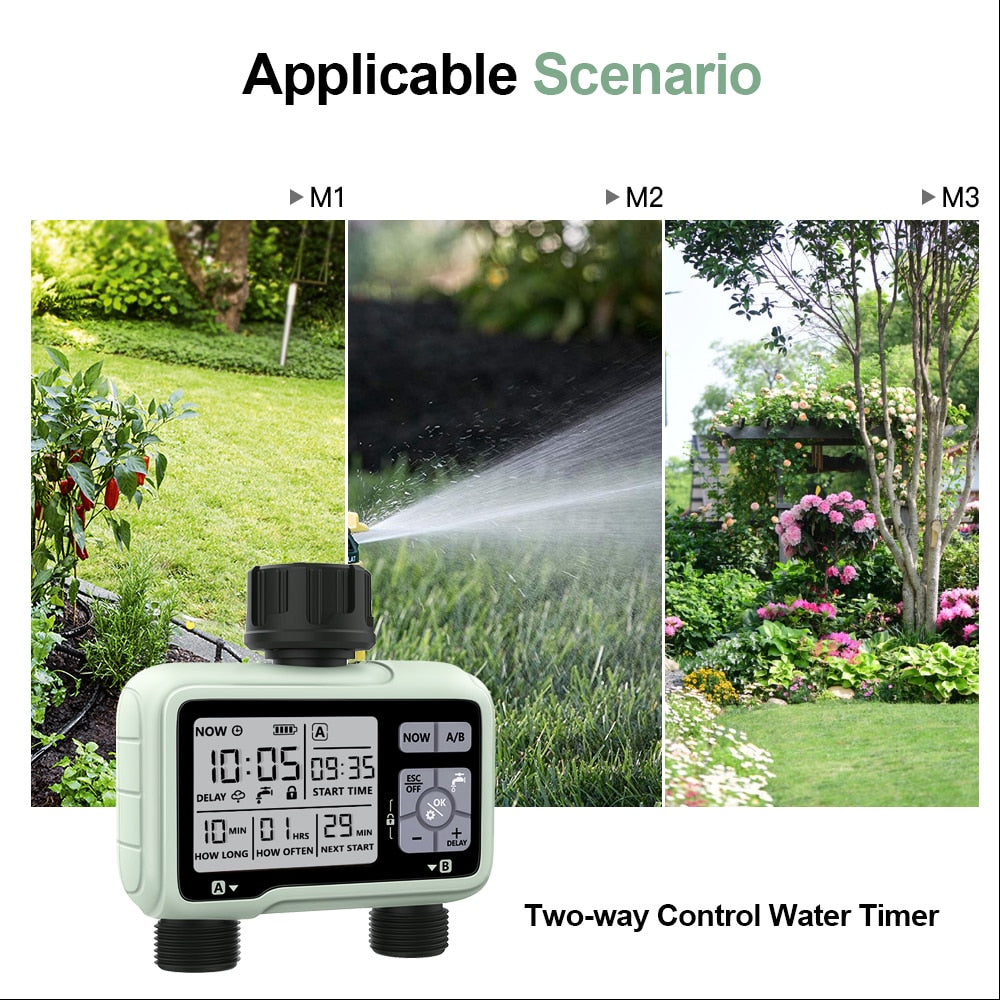 Eshico Large LCD Display 2-Outlet Household Outdoor Irrigation - enoughdream.com