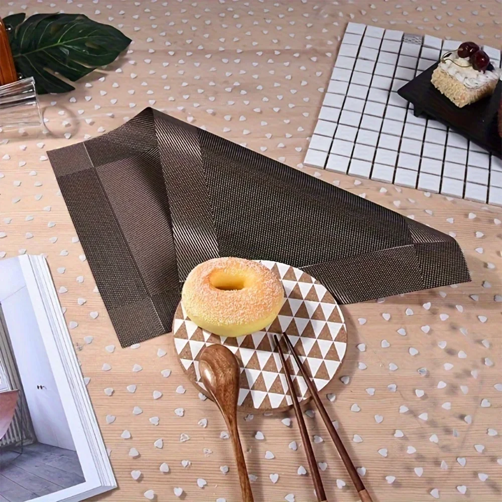 Place Mats for Kitchen Dining Table - Heat-Resistant Anti-Skid Stain Washable PVC