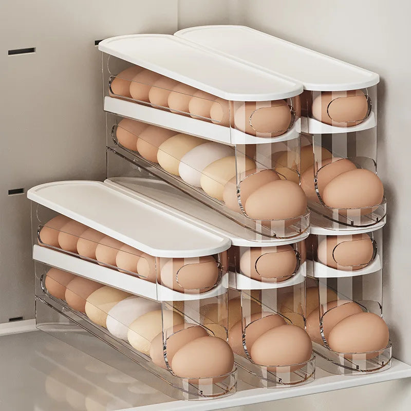 Double Layer Rolling Egg Dispenser Refrigerator Egg Storage