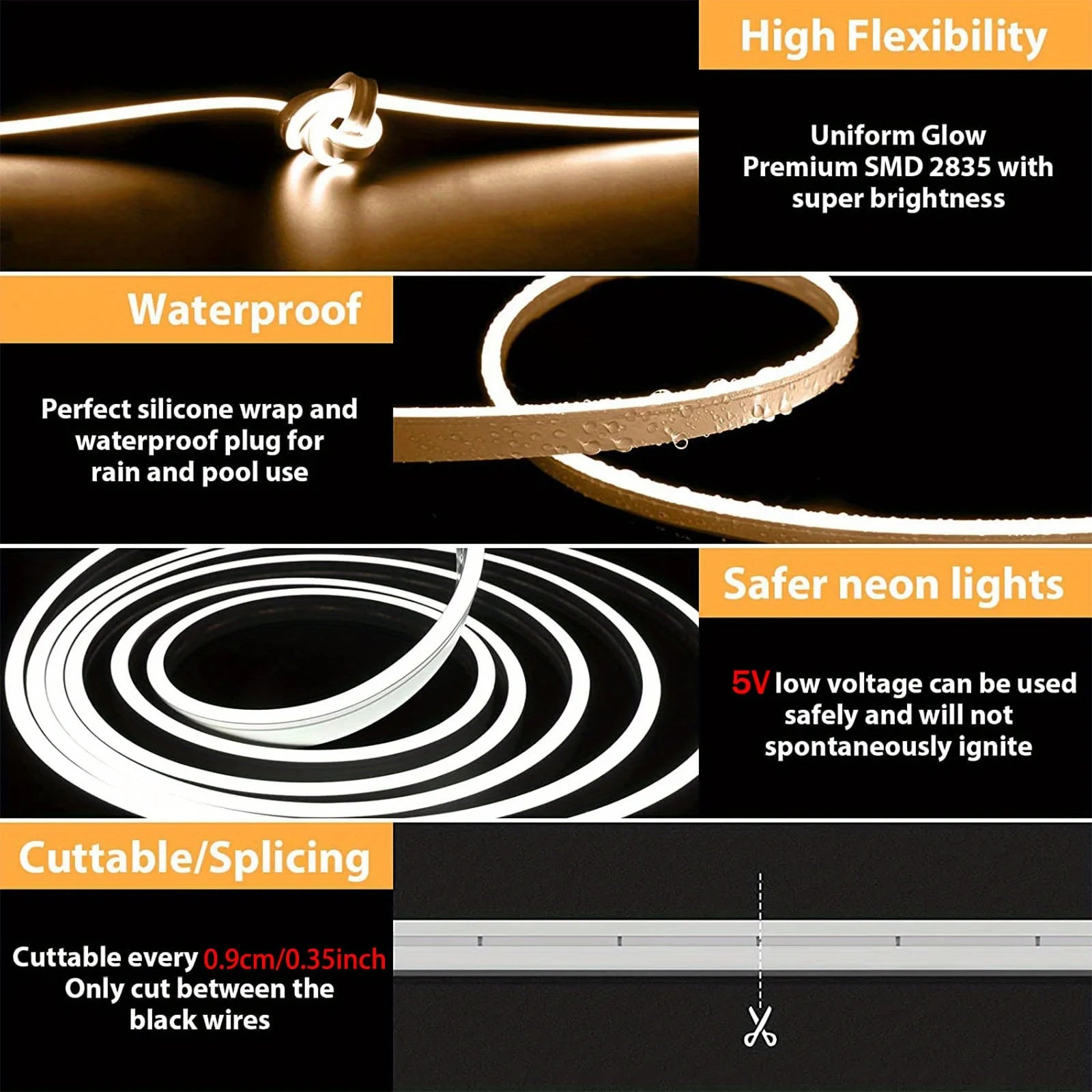 Neon LED Light Strip 5V USB Smart Gesture Sensor