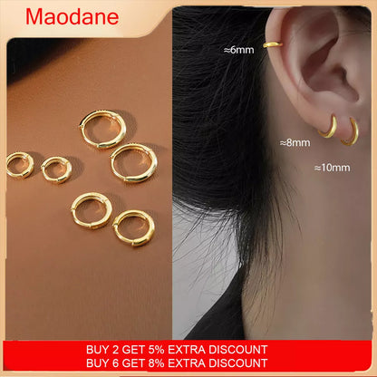 Stainless Steel 1 Pair Minimalist Huggie Hoop Earrings - enoughdream.com