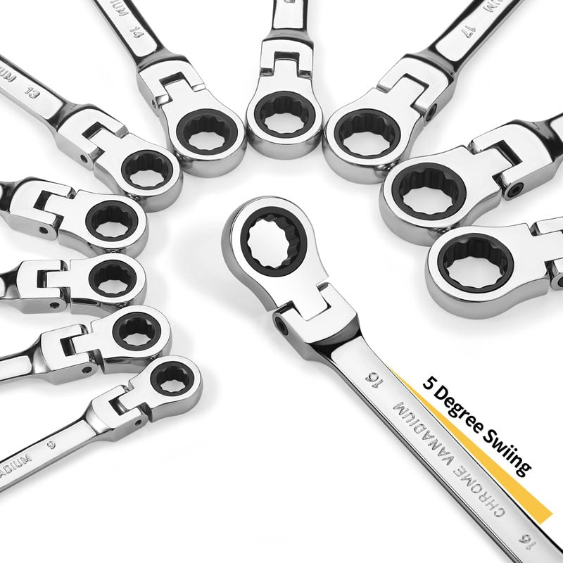 Flex Head Ratcheting Wrench Set,Combination Ended Spanner kits - enoughdream.com