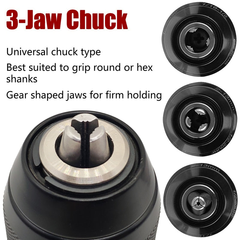 Metal Heavy Duty 1/2-20UNF 13mm Keyless Drill Chuck Hex Shank - enoughdream.com