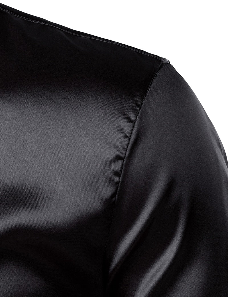 Men's Black Satin Luxury Dress Shirts 2023 - enoughdream.com